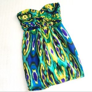 shoshanna balinese dress in silk ikat